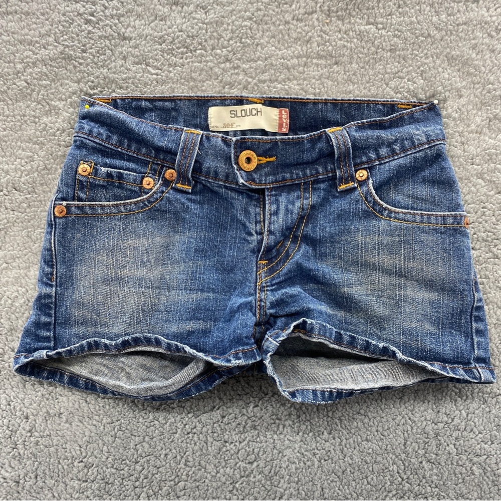 Levi Strauss Slouch #504 Denim Shorts Ladies Size 5 Daisy Dukes Ramie Fabric